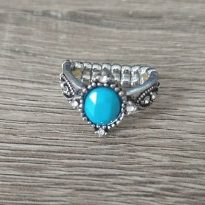 4/$20 Turquoise and Silver Elastic Ring